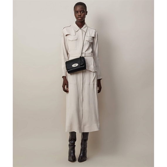 Mulberry Lily Black & Silver Toned Glossy Goat